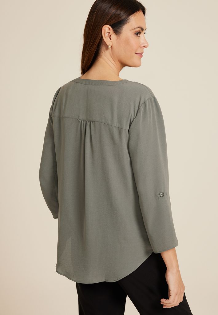 Atwood 3/4 Sleeve Popover Blouse - Image 2