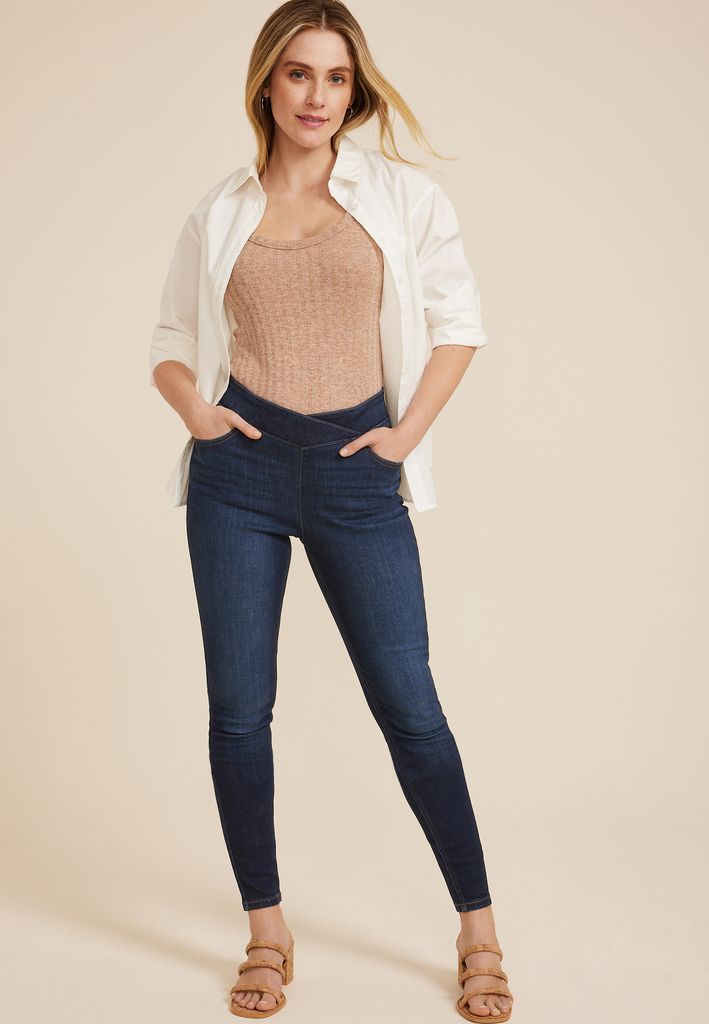 m jeans by maurices™ Cool Comfort Crossover High Rise Pull On Super Skinny Jean