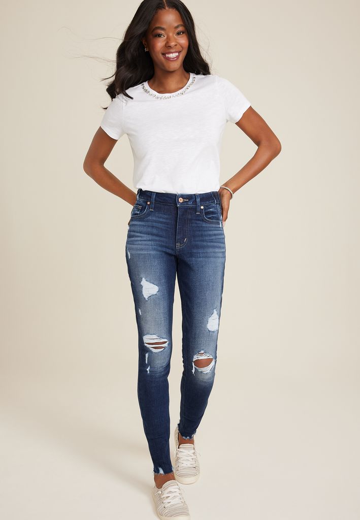 edgely™ High Rise Ripped Super Skinny Jean