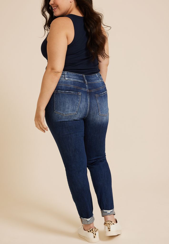 Plus Size KanCan™ Curvy Mid Rise Ripped Cuffed Hem Skinny Jean - Image 2