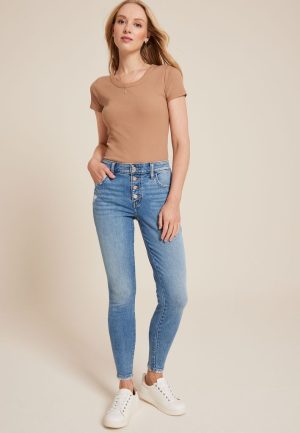 m jeans by maurices™ Mid Rise Button Fly Jegging