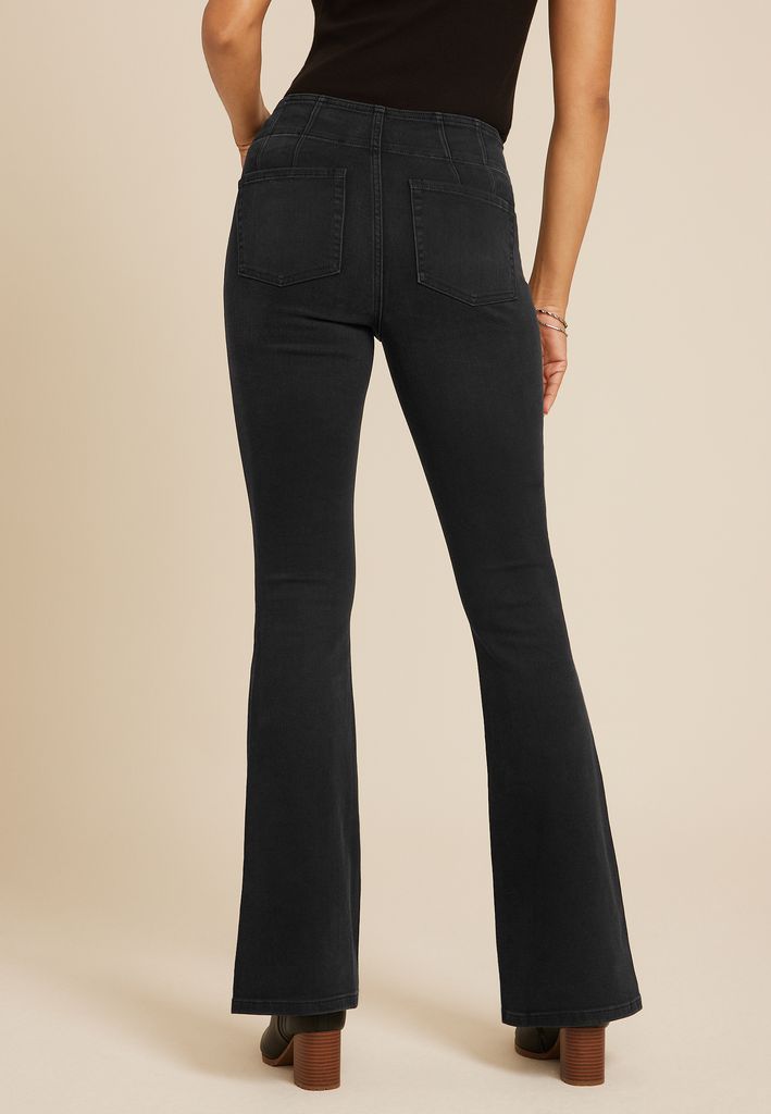 Black High Rise Flare Jean - Image 2
