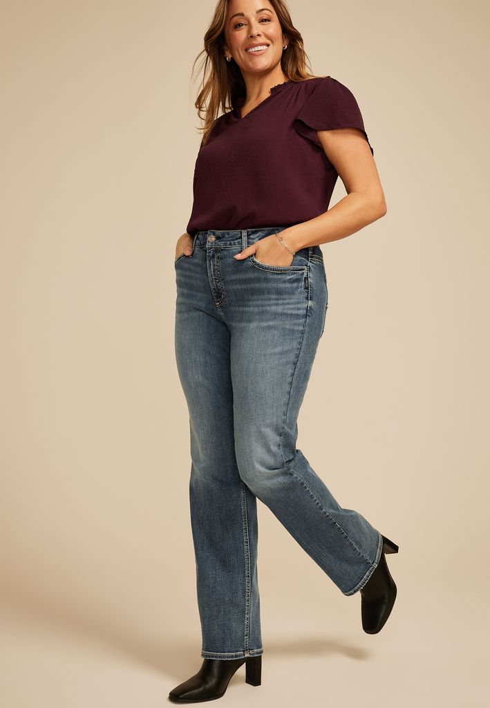 Plus Size Silver Jeans Co.® Suki Curvy Mid Rise Thick Stitch Slim Boot Jean
