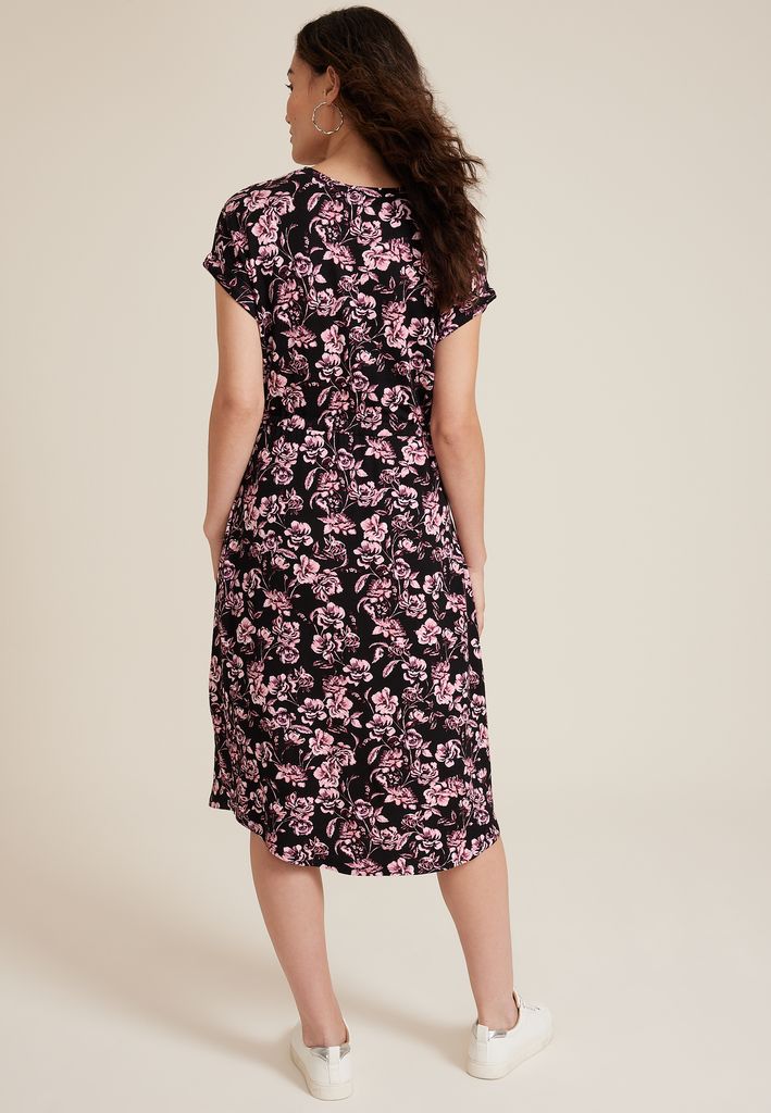 24/7 Clara Floral Tie Waist Midi Dress - Image 2