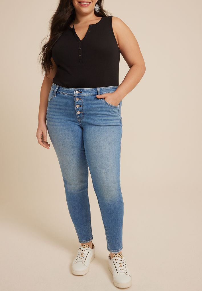 Plus Size m jeans by maurices™ Mid Rise Button Fly Jegging