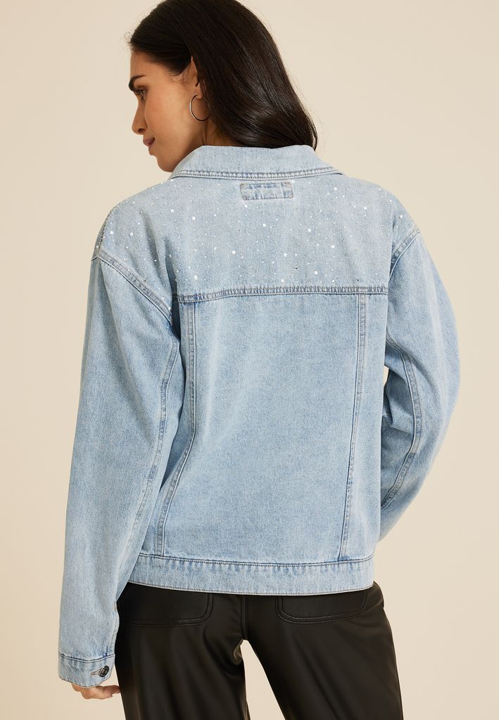 Light Nonstretch Sparkle Denim Jacket - Image 2