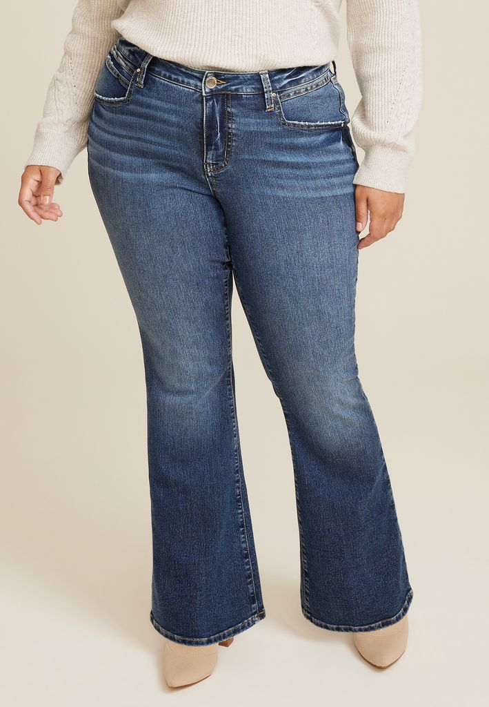 Plus Size Everflex™ Dark Mid Rise Flare Jean