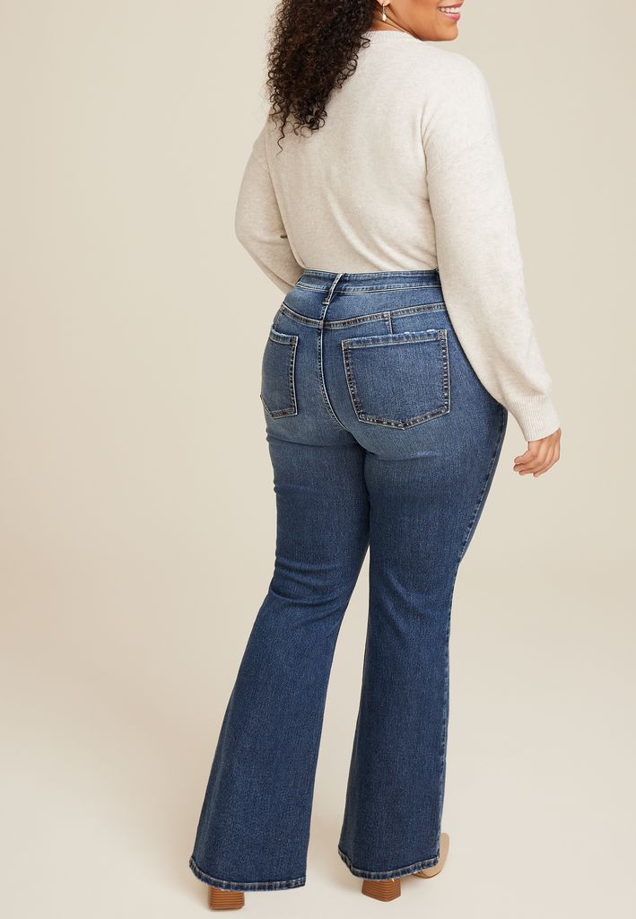 Plus Size Everflex™ Dark Mid Rise Flare Jean - Image 2