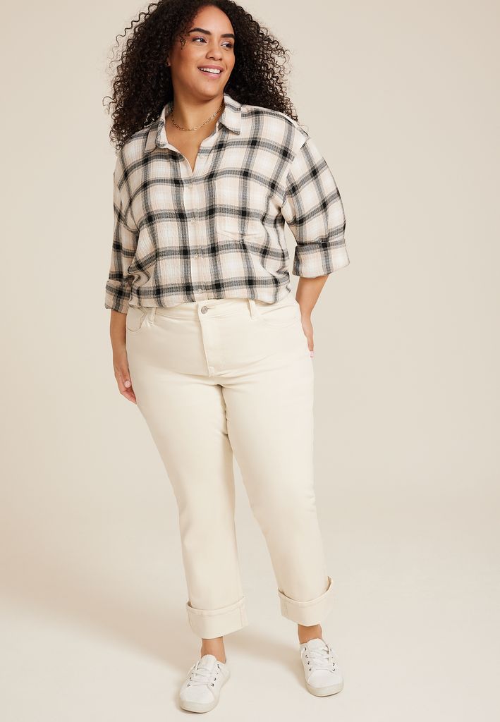 Plus Size m jeans by maurices™ High Rise Cuffed Hem Straight Ankle Jean