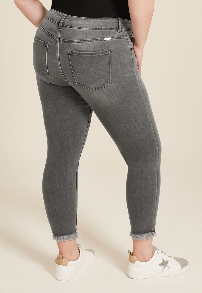 Plus Size KanCan™ Gray High Rise Ripped Hem Skinny Jean - Image 2