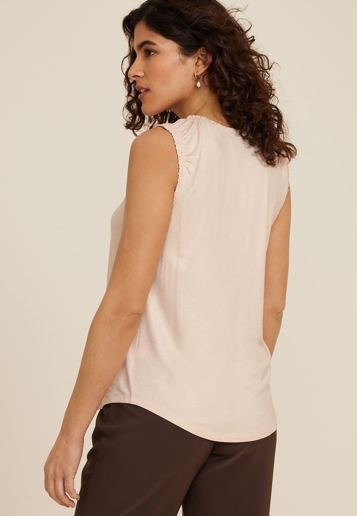 Effortless Ruched Shimmer Tank Top - Image 2