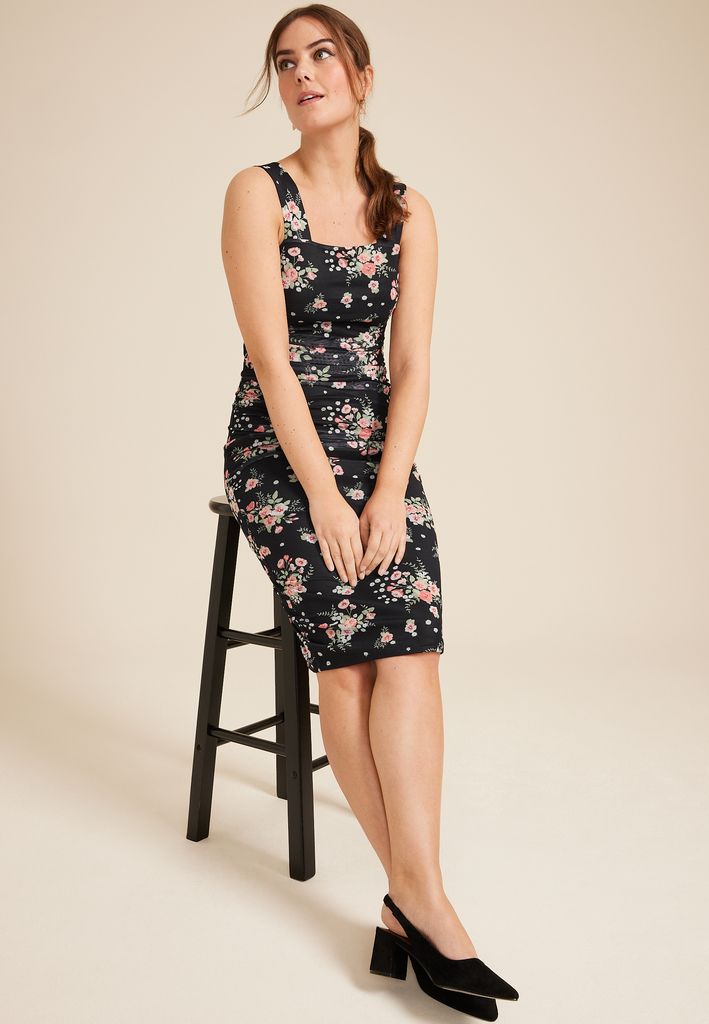 Bare Ruched Square Neck Midi Dress - Image 2
