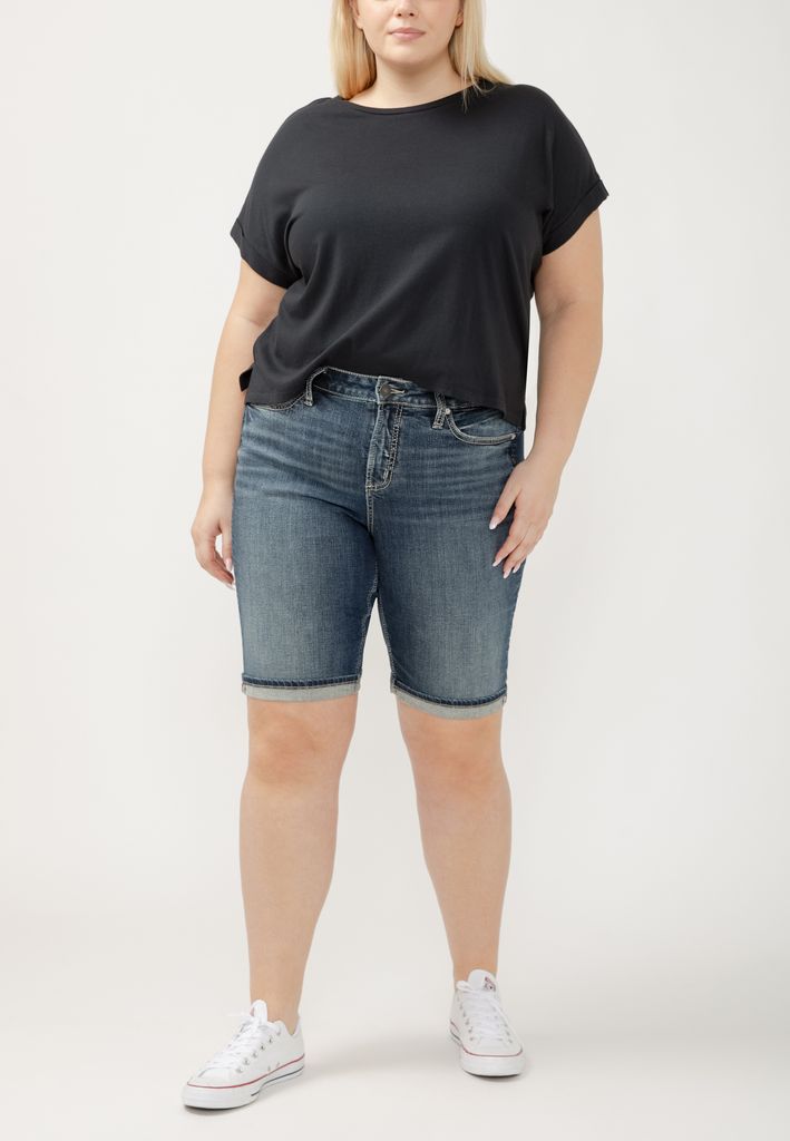 Plus Size Silver Jeans Co.® Suki Curvy Mid Rise Americana 10in Bermuda Short - Image 2
