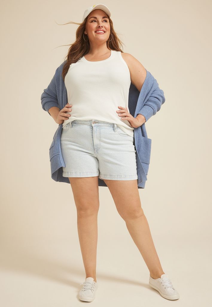 Plus Size m jeans by maurices™ Striped High Rise 5in Short