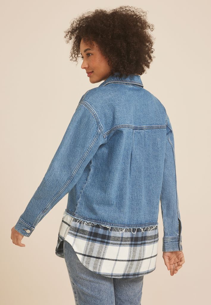 Denim Plaid Shacket - Image 2