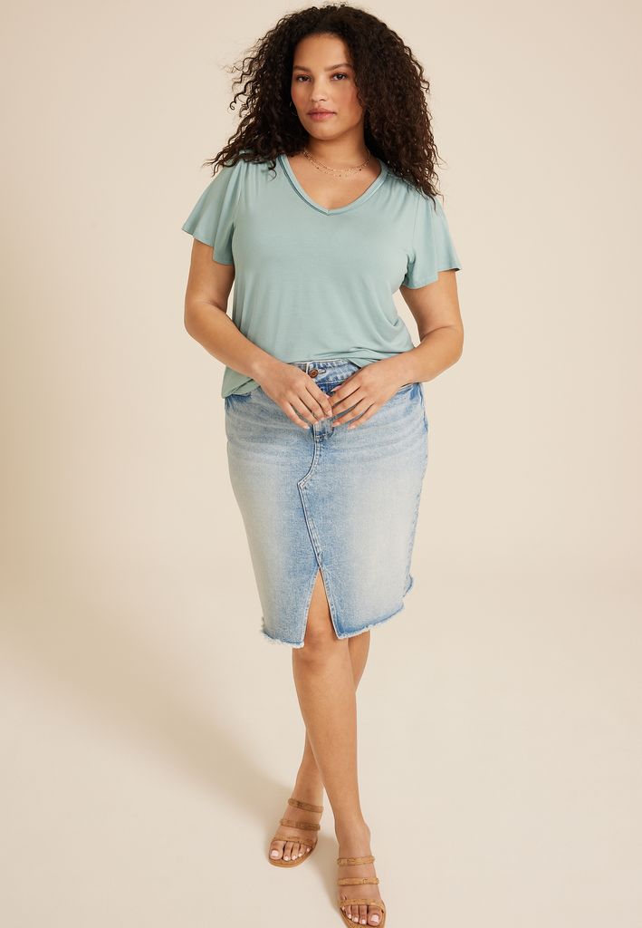Plus Size Flutter Sleeve Tee