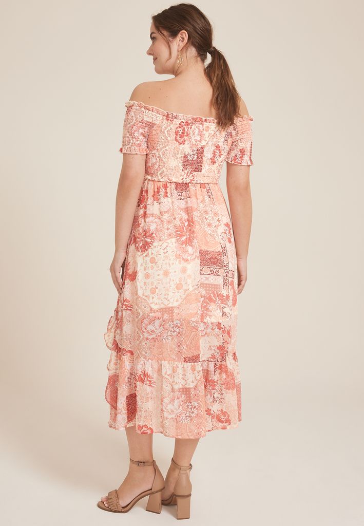 Off The Shoulder Smocked Midi Dress - Image 2