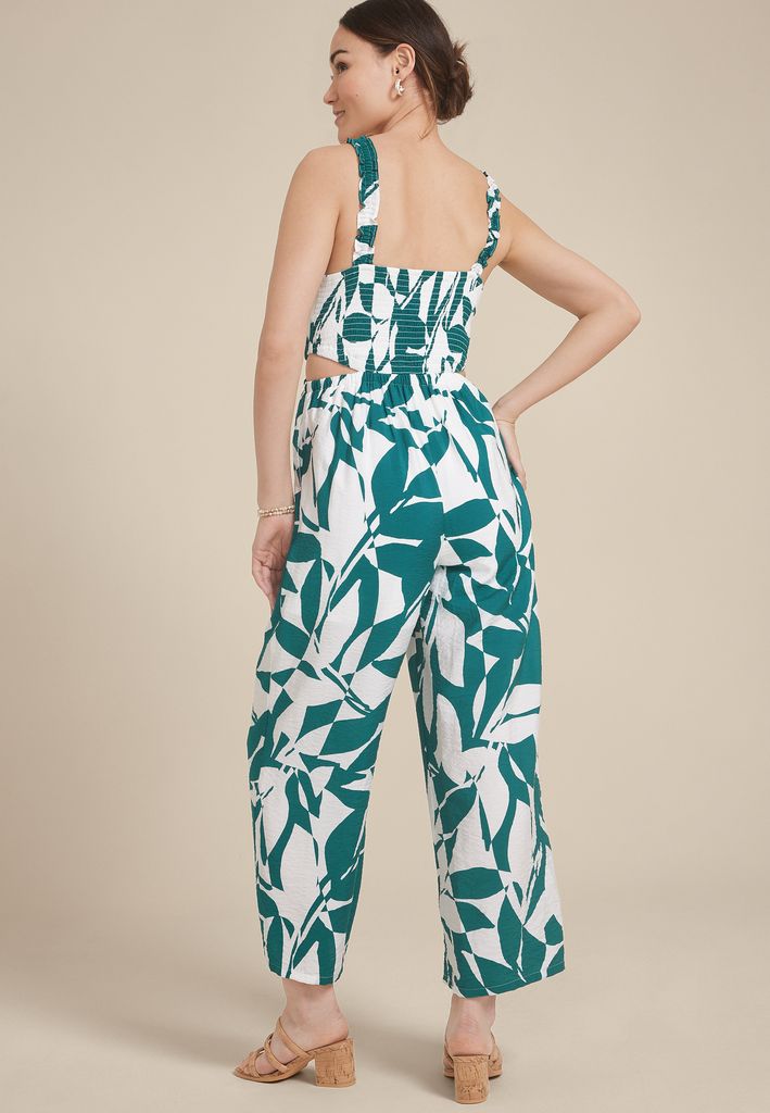 Bare Printed Side Cut Out Cropped Jumpsuit - Image 2