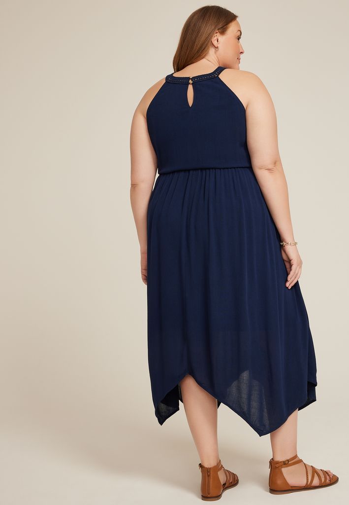 Plus Size Bare Crochet Halter Neck Midi Dress - Image 2