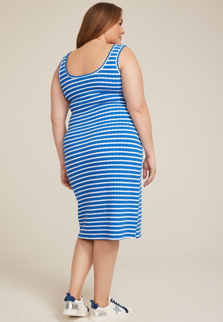 Plus Size 24/7 Bare Striped Textured Midi Dress - Image 2