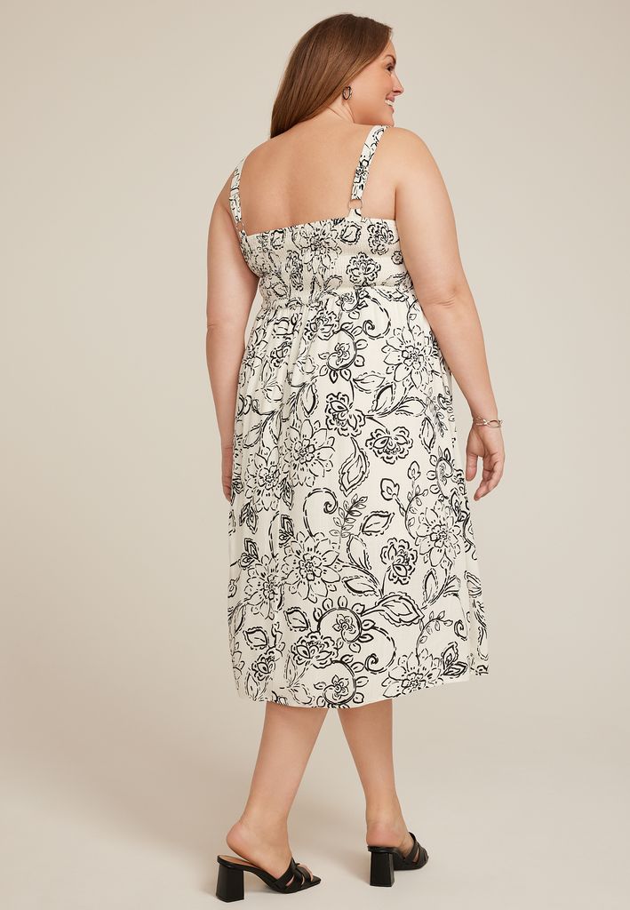Plus Size Bare Ruched Square Neck Midi Dress - Image 2