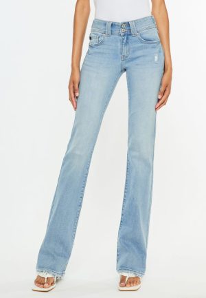 KanCan™ Mid Rise Double Button Frayed Hem Bootcut Jean