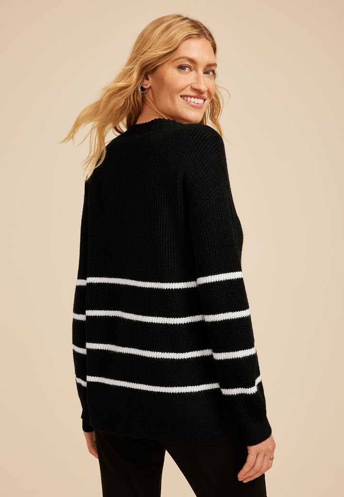 Striped Slouchy V Neck Sweater - Image 2