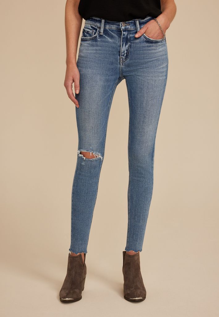 Flying Monkey™ Mid Rise Open Ripped Skinny Ankle Jean