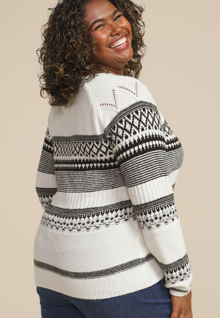 Plus Size Fair Isle Crew Neck Sweater - Image 2