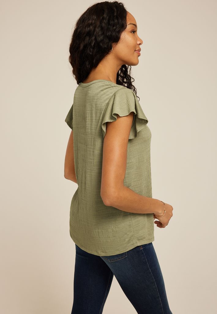Textured Flutter Sleeve Tee - Image 2