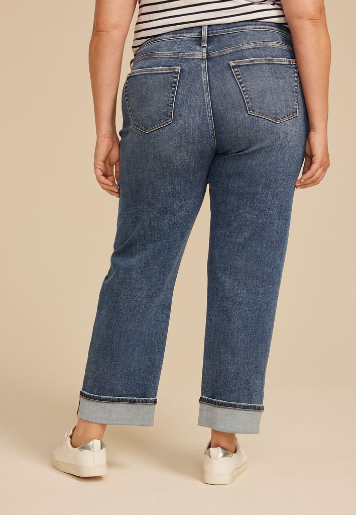 Plus Size edgely™ High Rise Cuffed Hem Relaxed Straight Jean - Image 2
