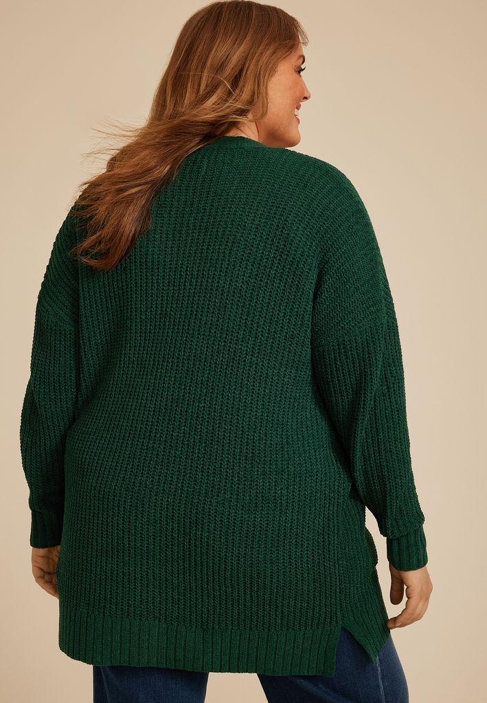Plus Size Chenille Open Front Cardigan - Image 2