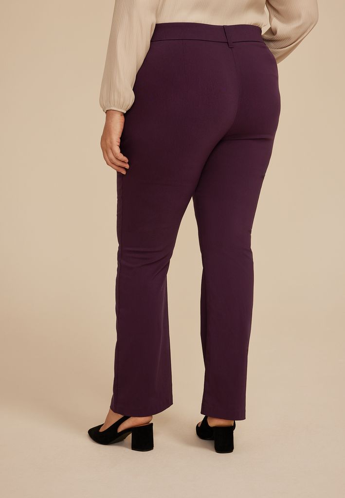 Plus Size Burgundy Bengaline Mid Rise Bootcut Pant - Image 2