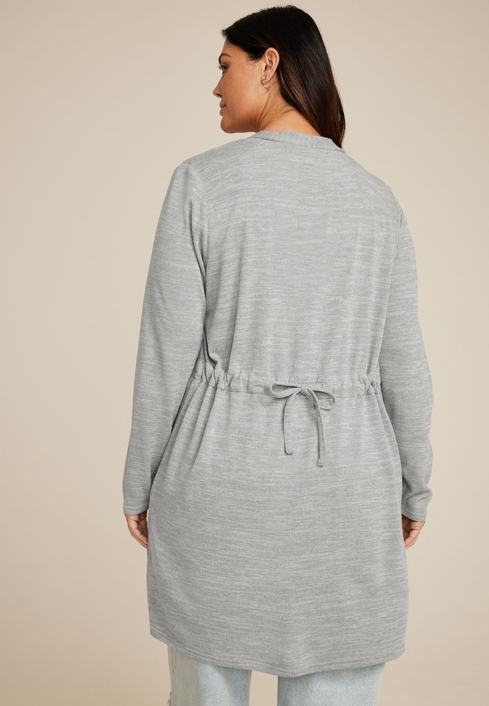 Plus Size Bow Back Open Front Duster Cardigan - Image 2