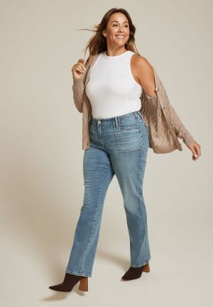 Plus Size m jeans by maurices&trade; High Rise Patch Pocket Slim Boot Jean