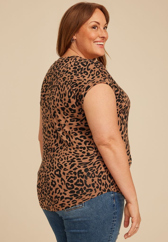 Plus Size 24/7 Berkley Animal V Neck Tee - Image 2