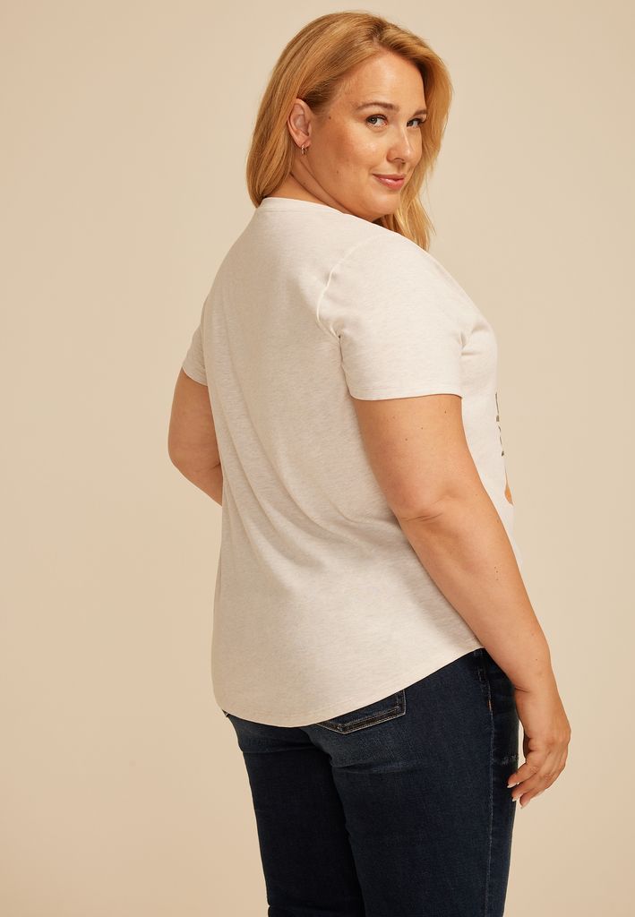 Plus Size Floral Embroidered Give Thanks Classic Fit Graphic Tee - Image 2