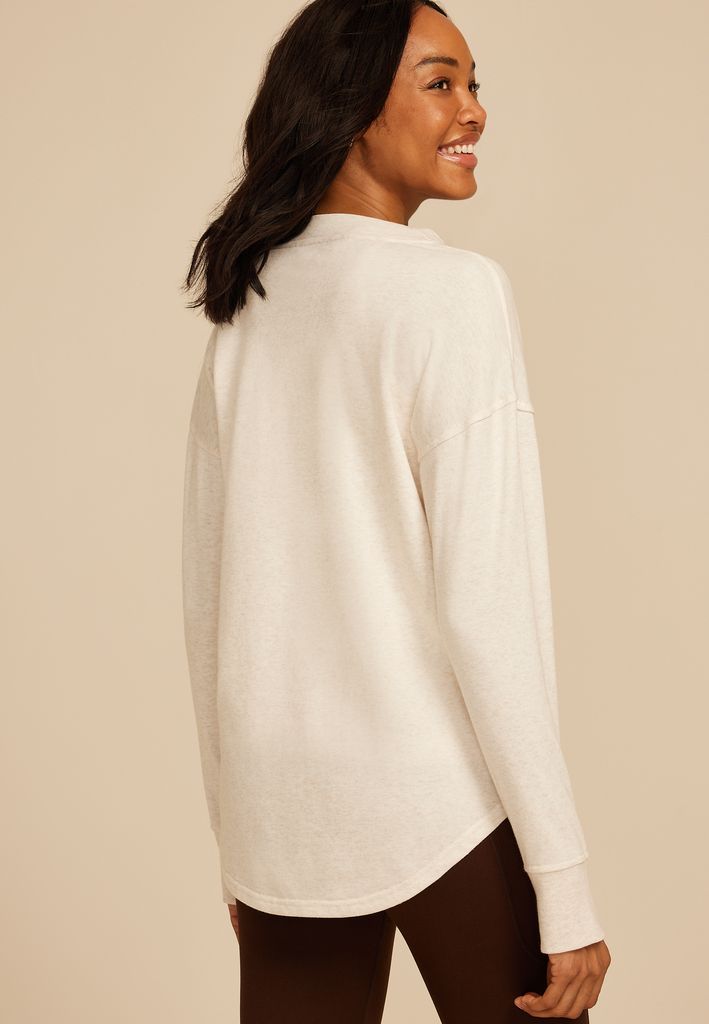 Heathered French Terry Snap Button Cardigan - Image 2
