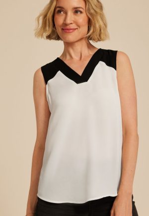 Colorblock V Neck Tank Top