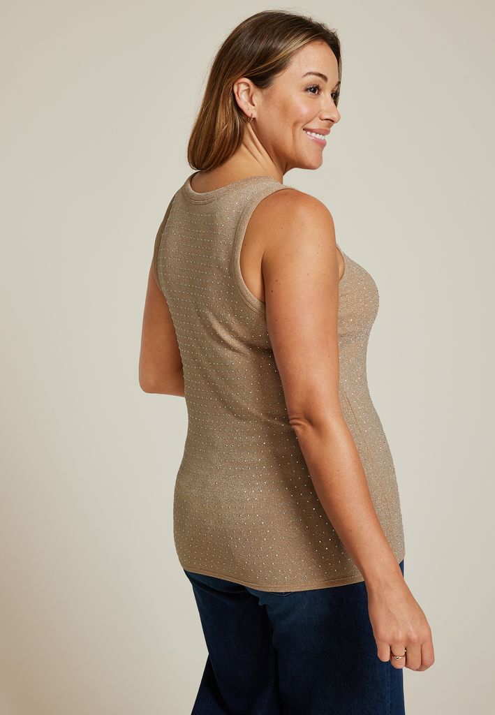 Plus Size Rhinestone Embellished Tank Top - Image 2