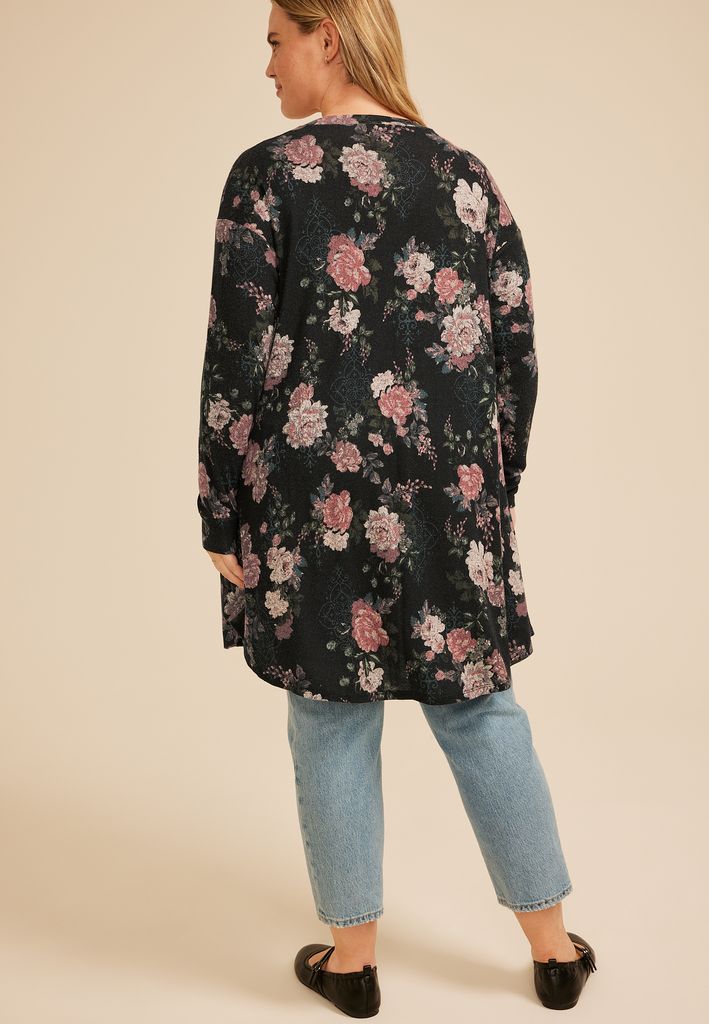 Plus Size Hacci Printed Cardigan - Image 2