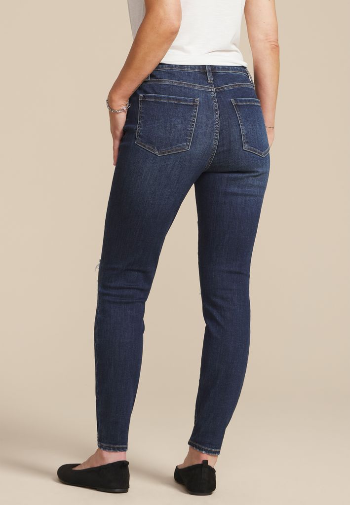 m jeans by maurices™ Dark Cool Comfort High Rise Backed Ripped Jegging - Image 2