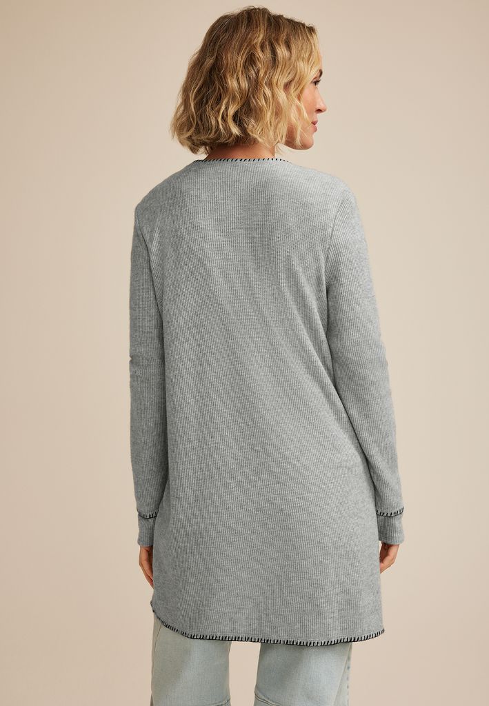 Whipstitch Trim Open Front Cardigan - Image 2