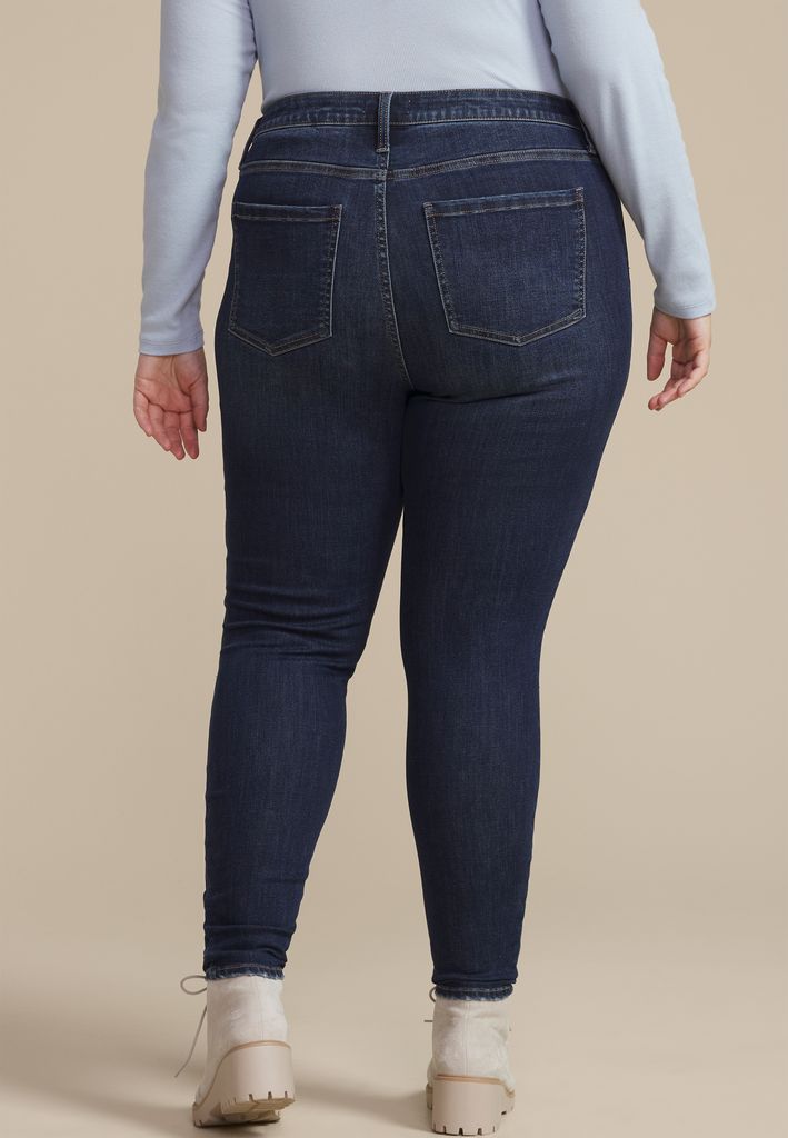 Plus Size m jeans by maurices™ Dark Cool Comfort High Rise Backed Ripped Jegging - Image 2
