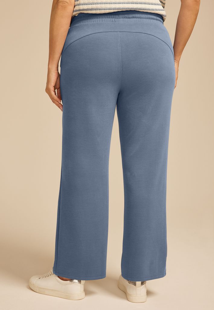 Plus Size Cloud Scuba Knit Ribbed Wide Leg Sweatpant - Image 2