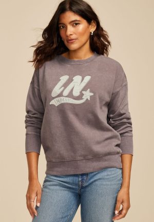 State Satin Letter Crew Neck Sweatshirt