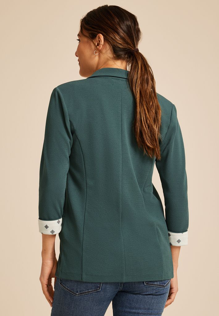 Versa Printed Cuffed 3/4 Sleeve Blazer - Image 2