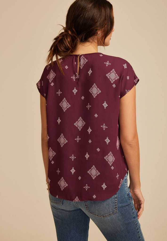 Delton Geo Print Pleated Blouse - Image 2