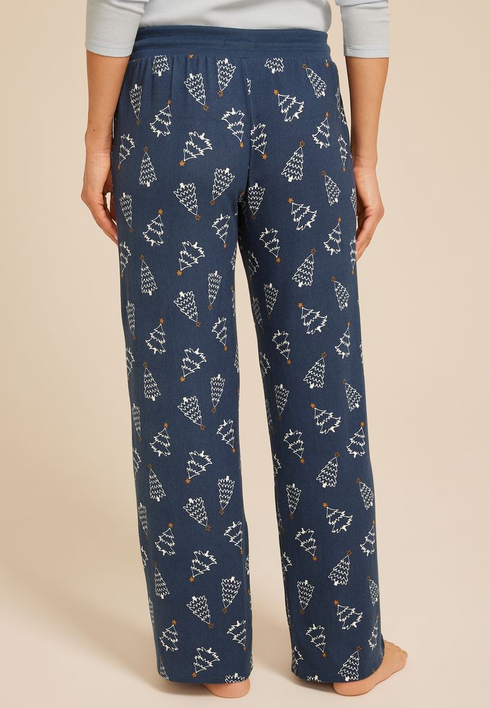 Blue Hacci Christmas Tree Wide Leg Pajama Pants - Image 2
