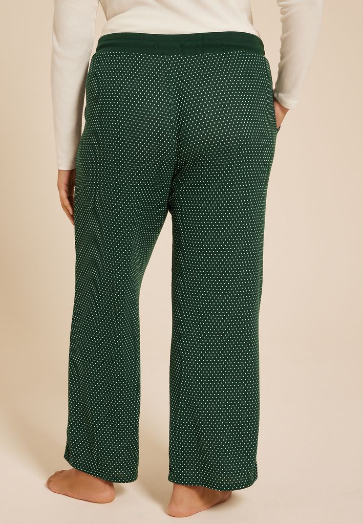 Plus Size Hacci Mini Polka Dot Wide Leg Pajama Pants - Image 2